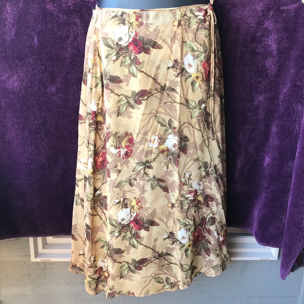 Emanuel Ungaro Floral Maxi Skirt - Cream and Red